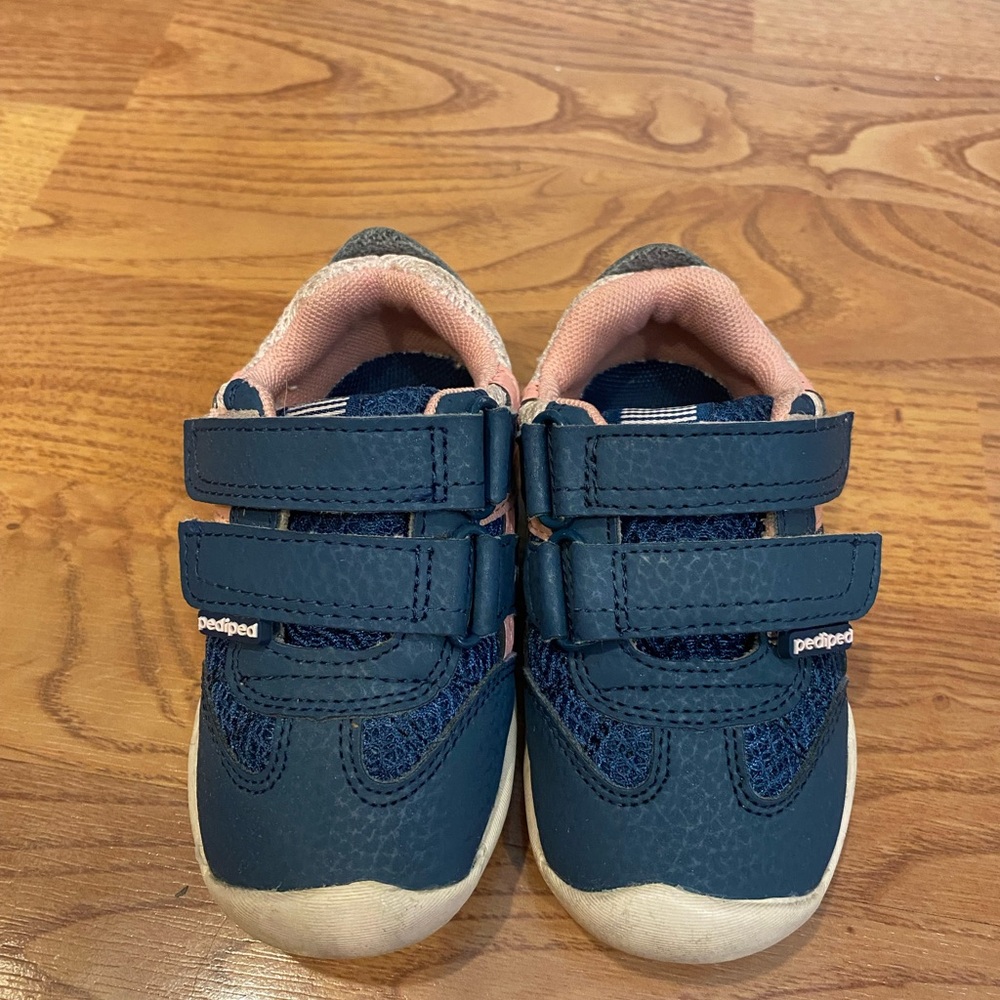 Pediped Grip n Go Navy and Pink Sneakers for Toddler Girls